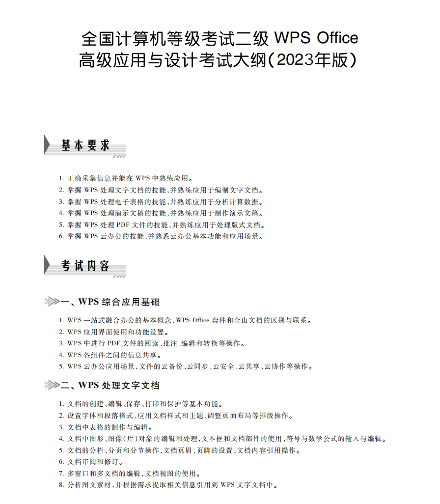 计算机二级 WPS Office 考试大纲！最新题库下载！
