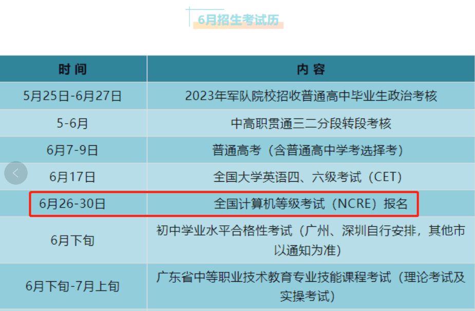 2023年9月广东省全国计算机等级考试报名时间公布！